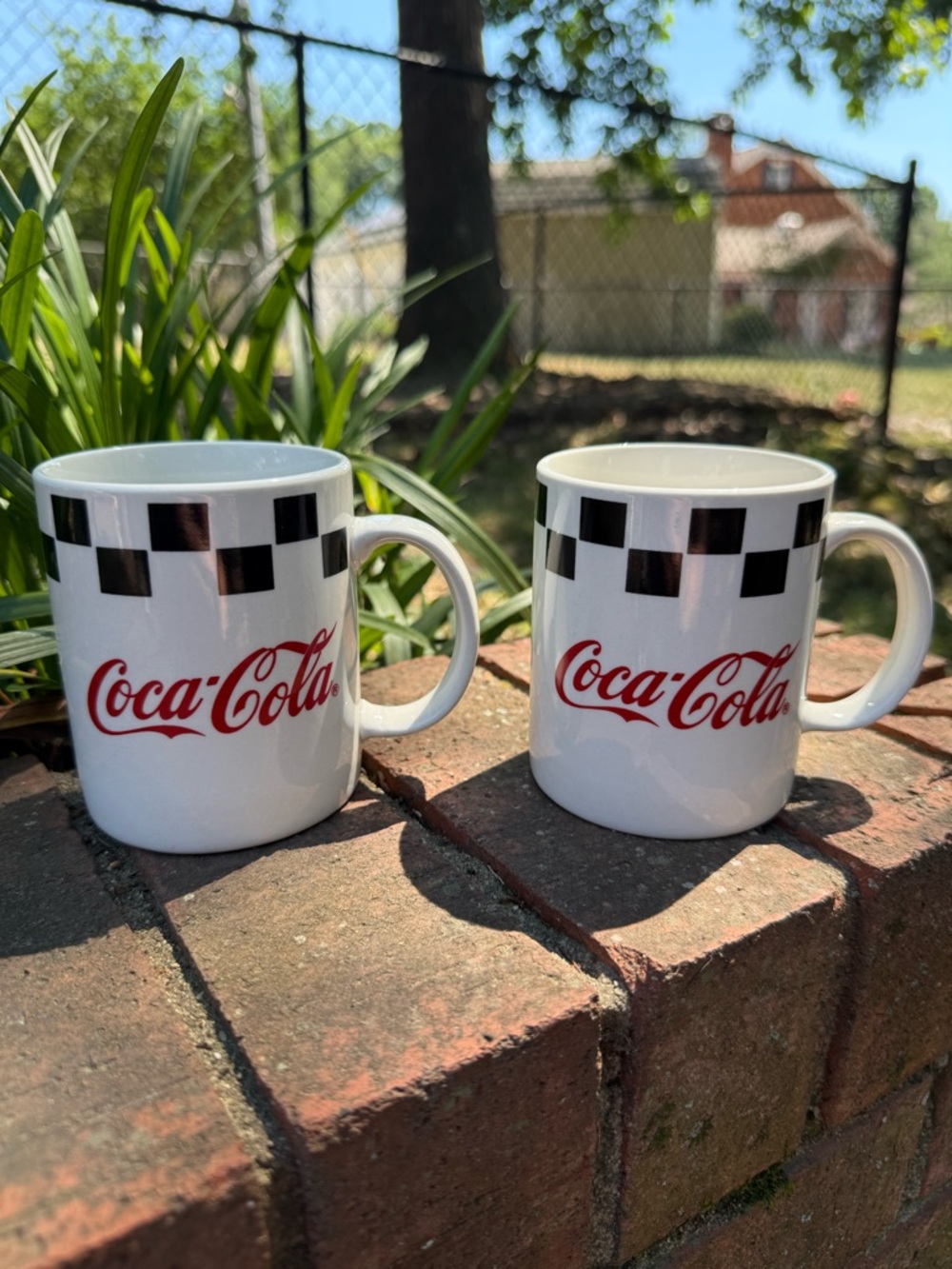 Vintage Coca-Cola Coke Checkered Coffee Mug Cup By Gibson 1996 Retro
